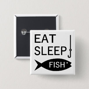Eat Sleep Fish 2 Inch Square Button