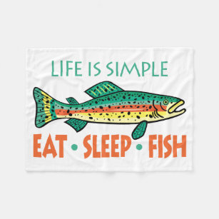 Eat, Sleep, Fish - Funny Fishing Fleece Blanket