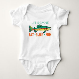 Eat Sleep Fish - Funny Fishing Saying Baby Bodysuit