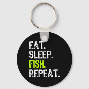 Eat Sleep Fish Repeat Fishing Fisherman Funny Keychain