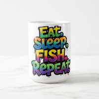 Eat Sleep Fish Repeat Rainbow Graffiti