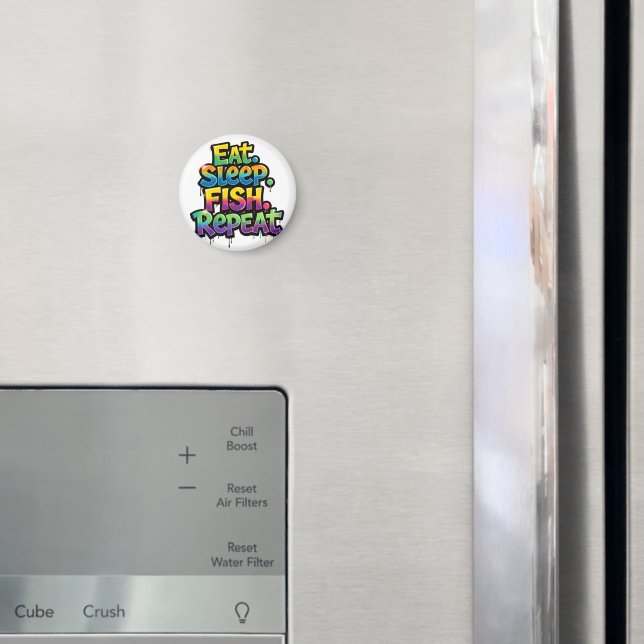 Eat Sleep Fish Repeat Rainbow Graffiti Magnet (In Situ (Fridge))