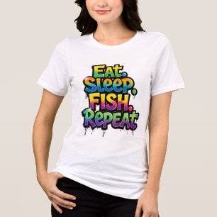 Eat Sleep Fish Repeat Rainbow Graffiti Tri-Blend Shirt