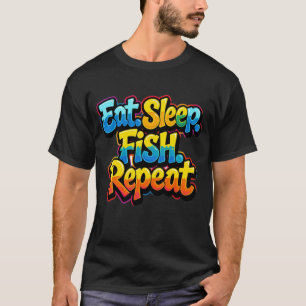 Eat Sleep Fish Repeat Rainbow T-Shirt