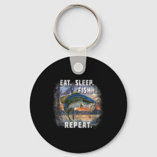 Eat Sleep Fish Repeat Shirt Fishing Fisherman Angl Keychain