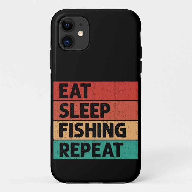 Eat sleep fishing repeat retro distressed for him Case-Mate iPhone case (Back)