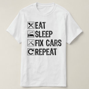 Eat Sleep Fix Cars Repeat Mechanic Grandpa Cool T-Shirt