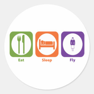 Eat Sleep Fly Classic Round Sticker