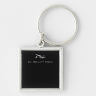 Eat Sleep Fly Drones Repeat Aviator Gift Keychain