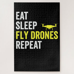 Eat Sleep Fly Drones Repeat Drone Pilot Quadcopter Jigsaw Puzzle