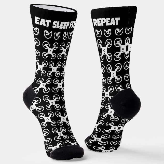 Eat Sleep Fly Repeat funny socks for drone pilot (Angled)