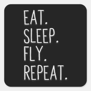 Eat Sleep Fly Repeat Helicopter Pilot Square Sticker