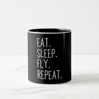 Eat Sleep Fly Repeat Helicopter Pilot Two-Tone Coffee Mug