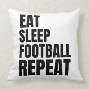 eat sleep football repeat throw pillow