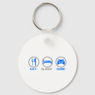 Eat Sleep Game Again - Gamer, geek video games Keychain