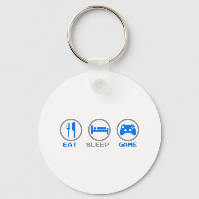 Eat Sleep Game Again - Gamer, geek video games Keychain (Front)