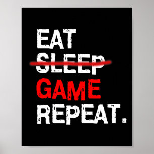 Eat Sleep Game Repeat Board Pc Video Gamer Birthda Poster