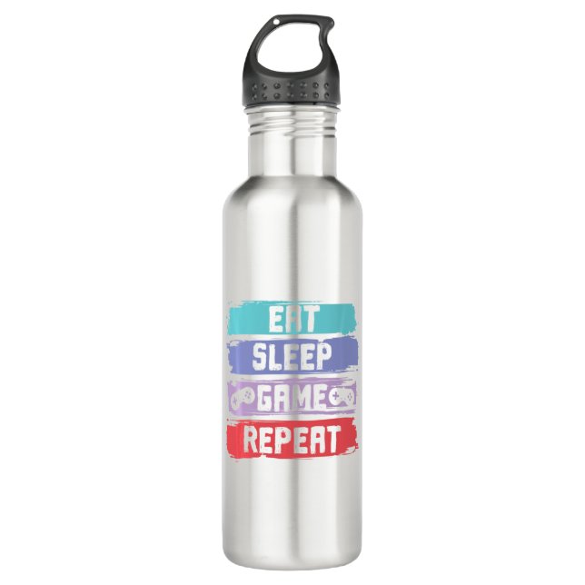 Eat Sleep Game Repeat Controller 710 Ml Water Bottle (Front)