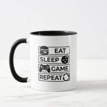 Eat Sleep Game Repeat Funny Retro Gamer Mug