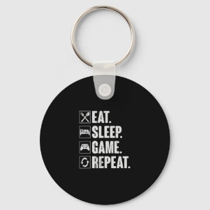Eat Sleep Game Repeat Funny Video Gamer Gift Gamin Keychain