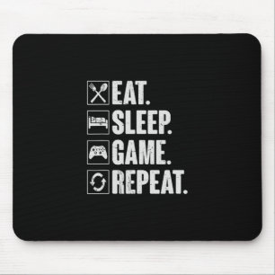 Eat Sleep Game Repeat Funny Video Gamer Gift Gamin Mouse Pad