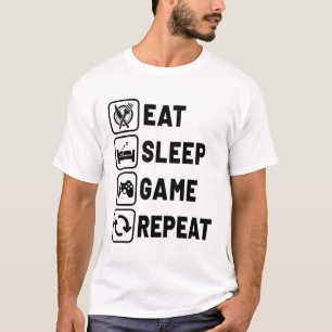 Eat Sleep Game Repeat Gamer Gaming Nerd Geek T-Shirt