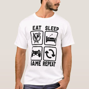 Eat Sleep Game Repeat Gamer Gaming Nerd Geek T-Shirt