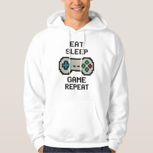Eat Sleep Game Repeat Hoodie – Retro Pixel Gamer