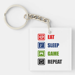 Eat, sleep, game, repeat keychain