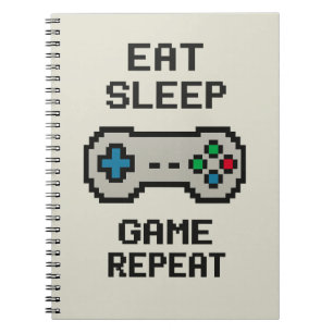 Eat Sleep Game Repeat – Pixel Gamer Notebook
