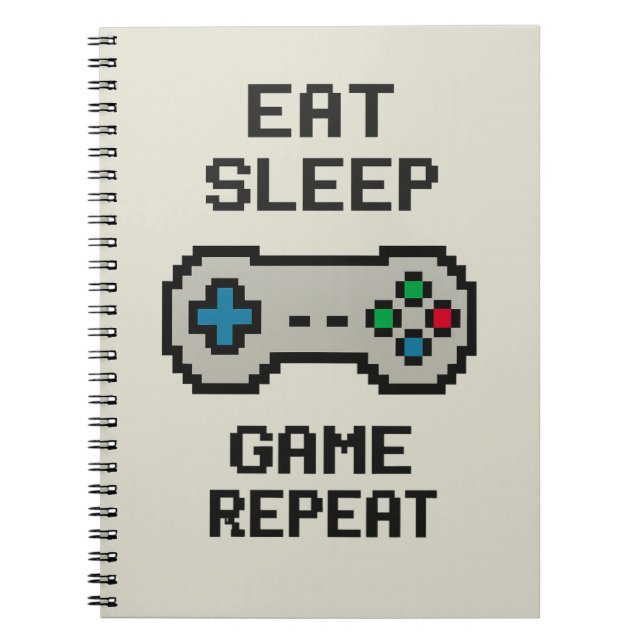 Eat Sleep Game Repeat – Pixel Gamer Notebook (Front)