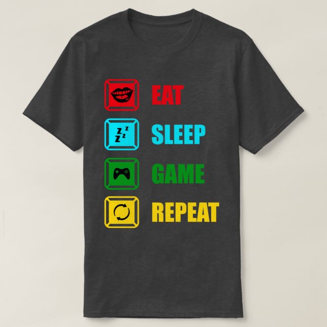 Eat Sleep Game Repeat T-Shirt (Design Front)