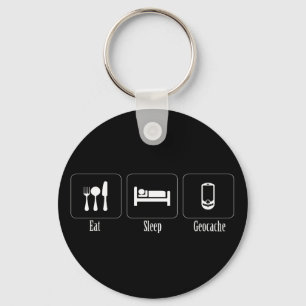 Eat, Sleep, Geocache Keychain