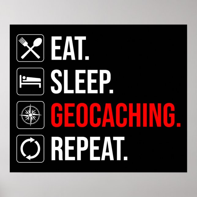 Eat. Sleep. Geocaching. Repeat Poster (Front)