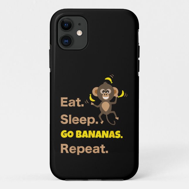 Eat Sleep Go Bananas Repeat Funny Cute Animal Monk Case-Mate iPhone Case (Back)