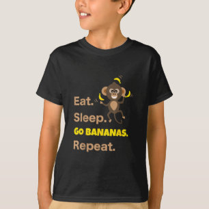 Eat Sleep Go Bananas Repeat Funny Cute Animal Monk T-Shirt