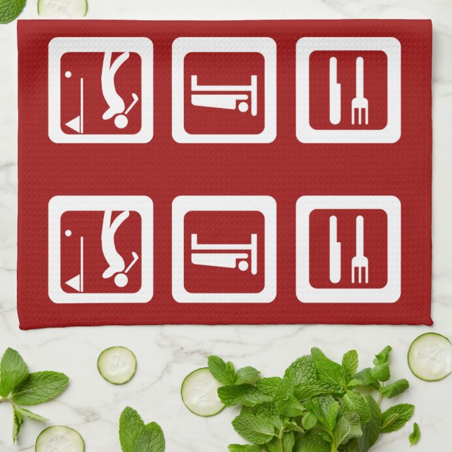 Eat Sleep Golf - Any Colour Kitchen Towel (Folded)