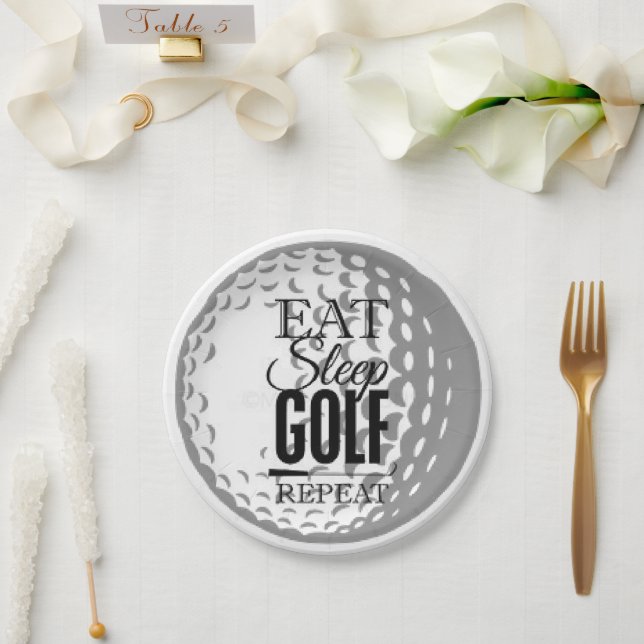 Eat,Sleep, Golf, Repeat Paper Plate (Wedding)