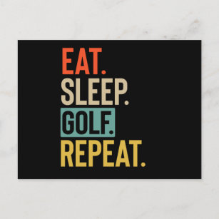 Eat Sleep golf Repeat retro vintage colours Postcard