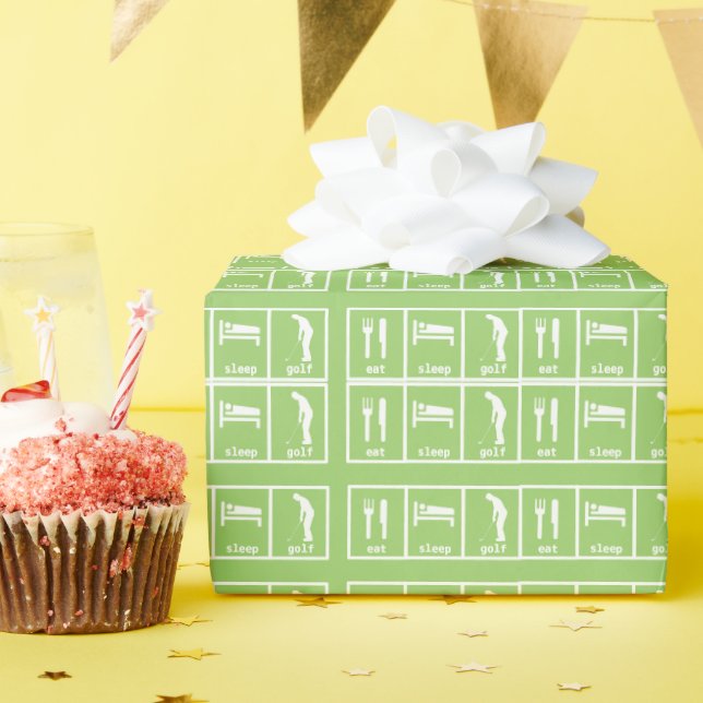 Eat Sleep Golf Wrapping Paper (Birthday Party)