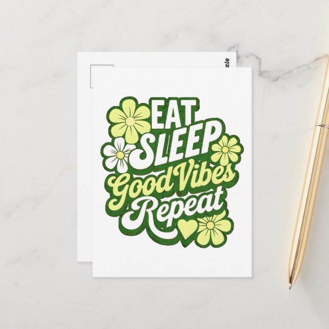 Eat Sleep Good Vibes Repeat Postcard (Front/Back In Situ)