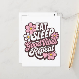 Eat Sleep Good Vibes Repeat Postcard