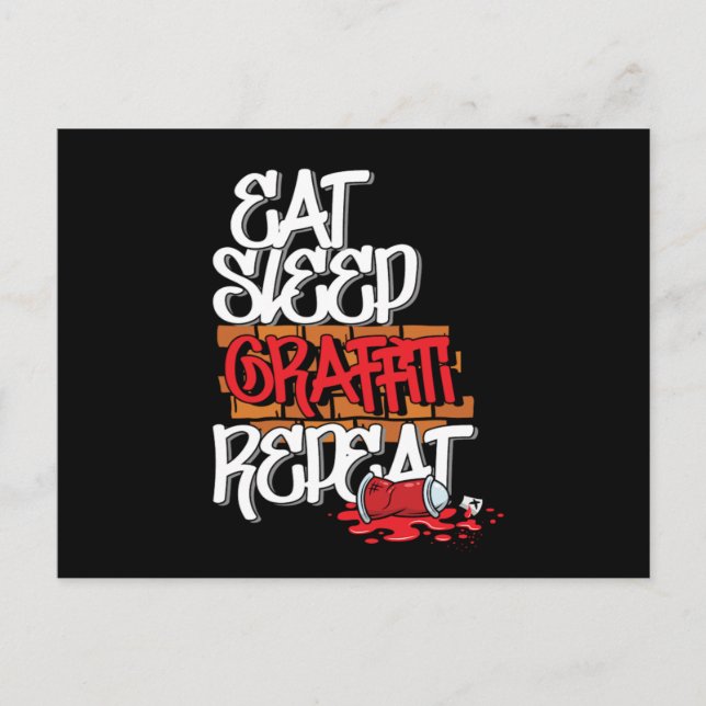 Eat Sleep Graffiti Repeat Spray Paintings Postcard (Front)