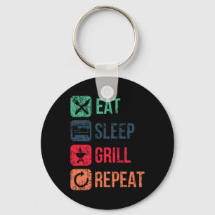 Eat Sleep Grill Repeat Keychain