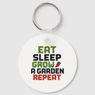 Eat Sleep Grow A Garden Repeat Funny Gardening Lov Keychain