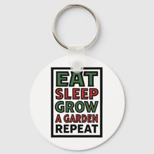 Eat Sleep Grow A Garden Repeat Funny Gardening Lov Keychain