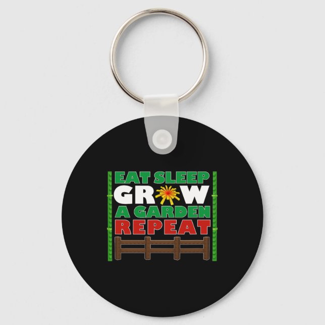 Eat Sleep Grow A Garden Repeat Gamer Style 1  Keychain (Front)
