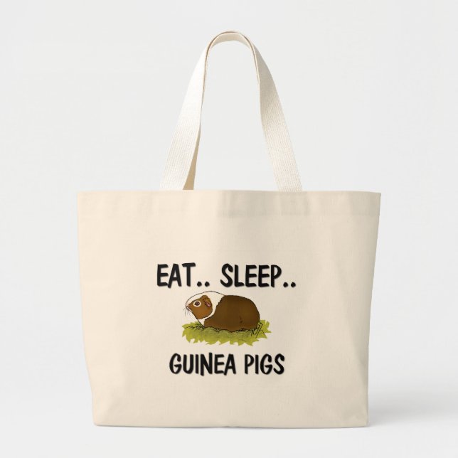 Eat Sleep GUINEA PIGS Large Tote Bag (Front)