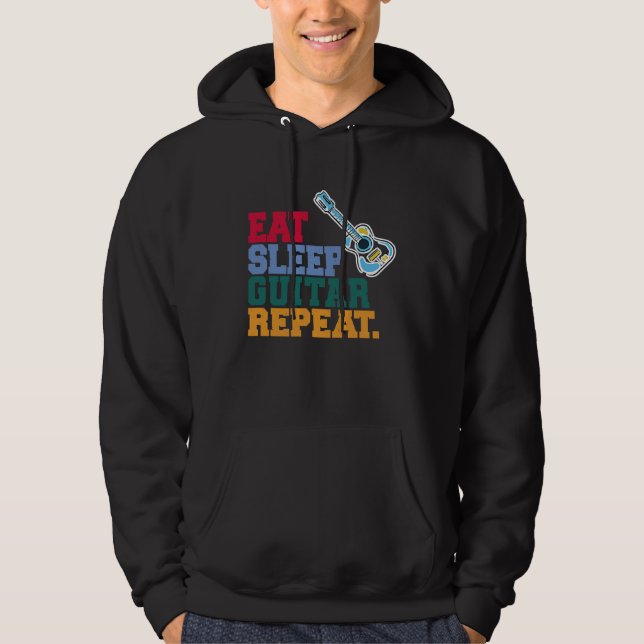 Eat Sleep Guitar Repeat Guitar Player Guitarist Hoodie (Front)