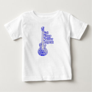 Eat sleep guitar repeat. vintage blue guitar baby T-Shirt